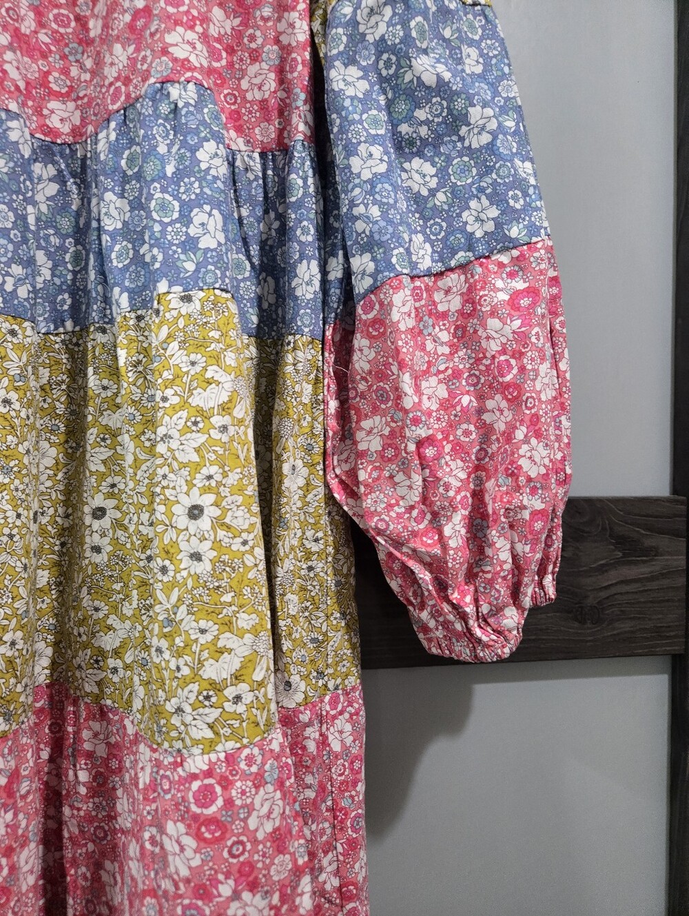 Hyacinth House Peasant Colorblock Floral Midi Dress Tiered boho M - Picture 4 of 7